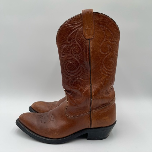 DD Tuff Mens Boots Size 8 D Brown Leather Western Steel Toe Roper Work Boots - Picture 2 of 15